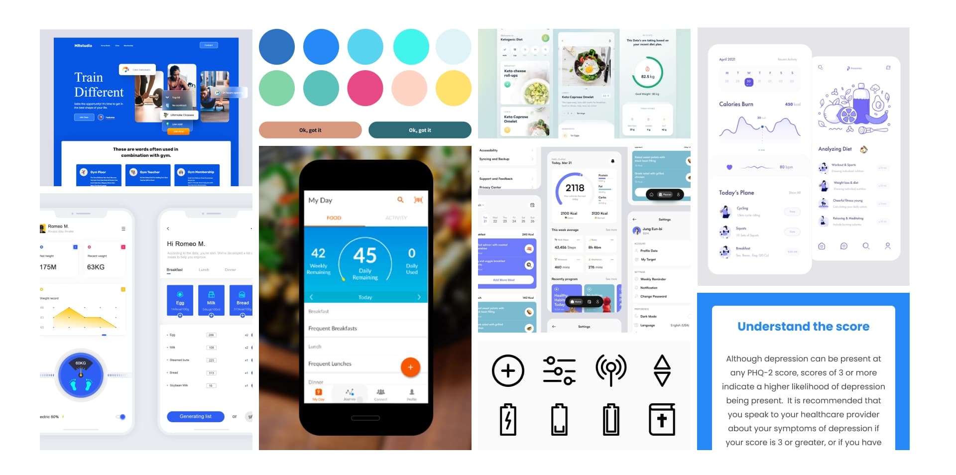 Moodboard with references for Lean Life visual direction